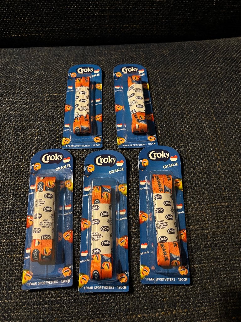 Croky oranje sportveters 120cm nieuw Veters  120 cm paar, Ophalen, Overige kleuren, Croky, Overige typen