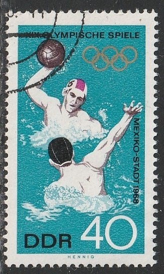 DDR 1968 1406 Olympiade Waterpolo, Gest, Postzegels en Munten, Postzegels | Europa | Duitsland, Ophalen of Verzenden, DDR, Gestempeld