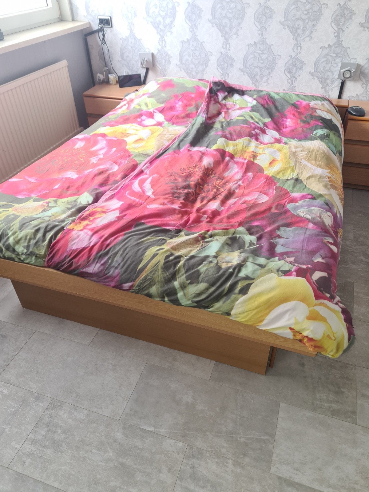 Waterbed 210x160 cm met beuken fineer en verwarming, Ophalen, Gebruikt, 210 cm, Tweepersoons