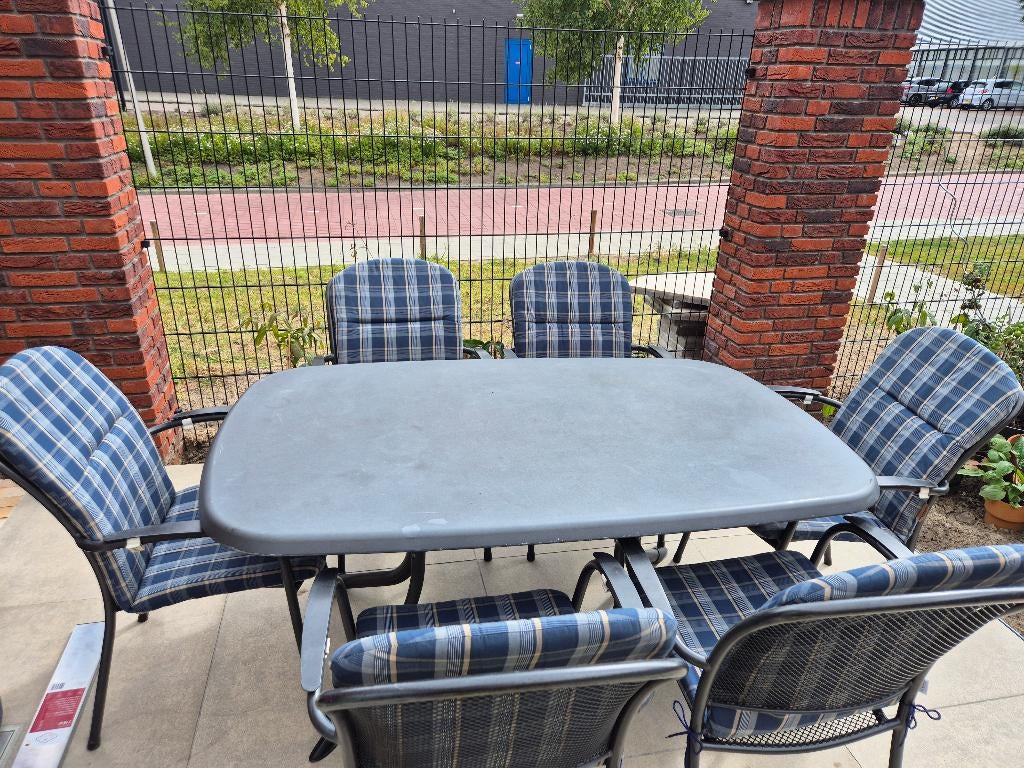 Tuinset antraciet, Tuin en Terras, Tuinsets en Loungesets, Ophalen, Kunststof, Gebruikt, 6 zitplaatsen