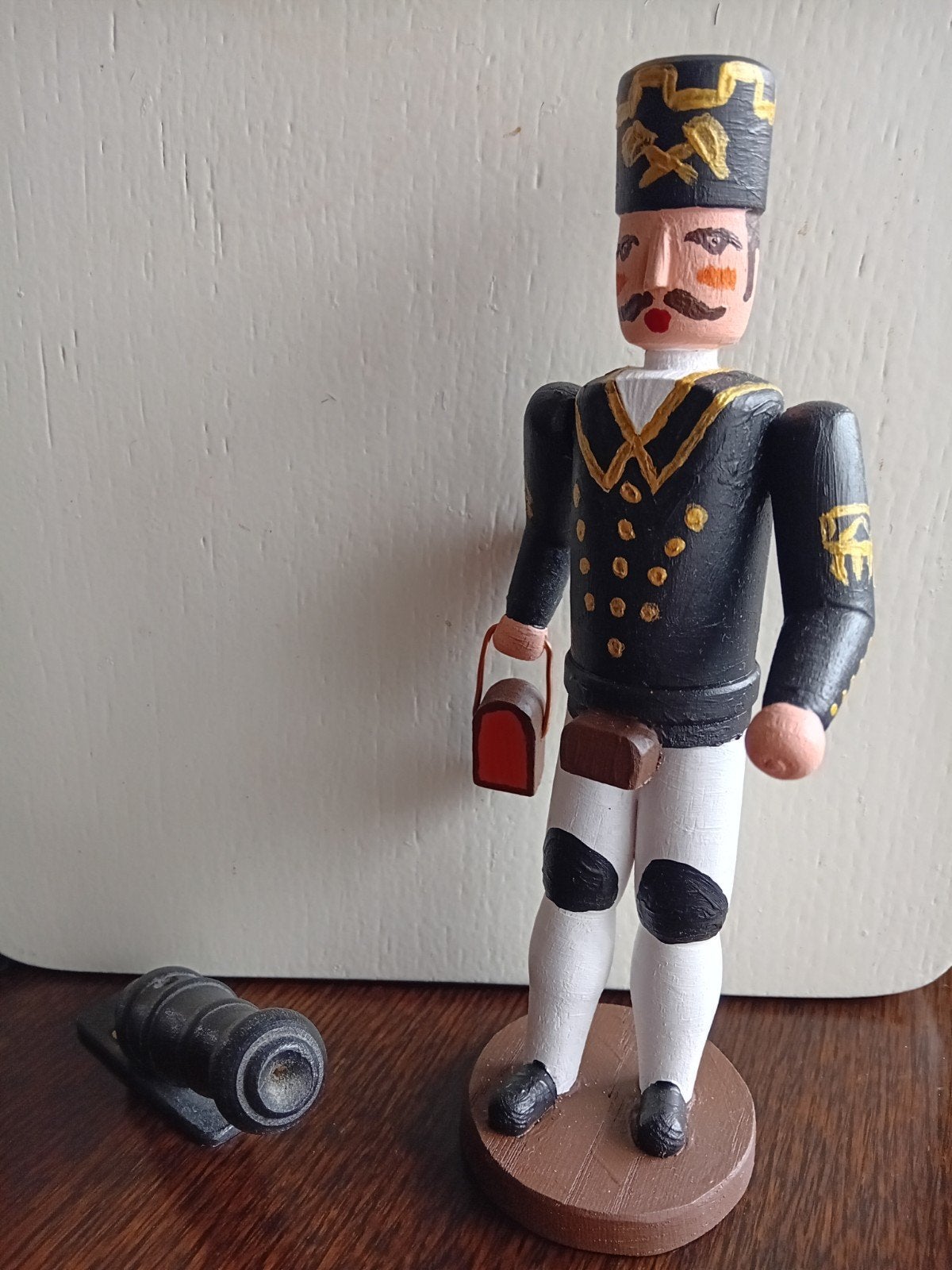 Houten Soldaat met Kanon - Handgeschilderd, Ophalen of Verzenden, Zo goed als nieuw