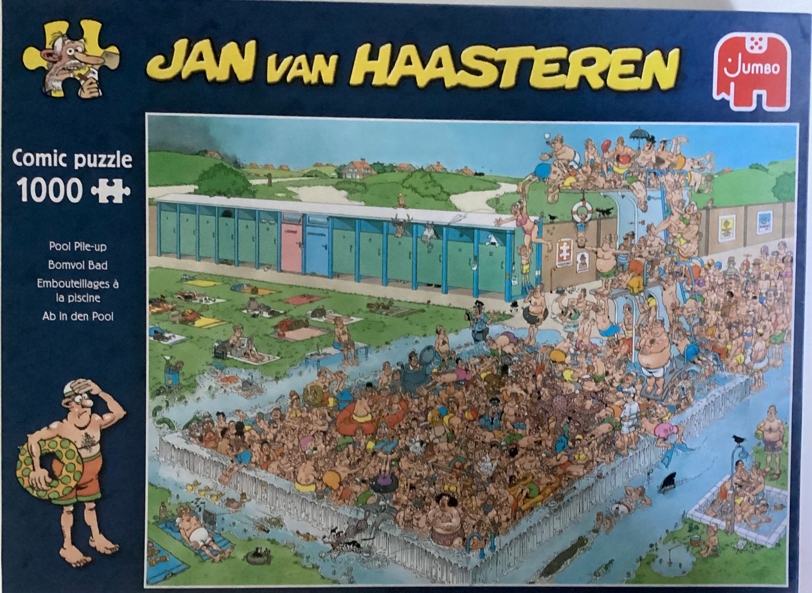 Jan van Haasteren Bomvol Bad 1000 stukjes, Ophalen of Verzenden, 500 t/m 1500 stukjes, Zo goed als nieuw