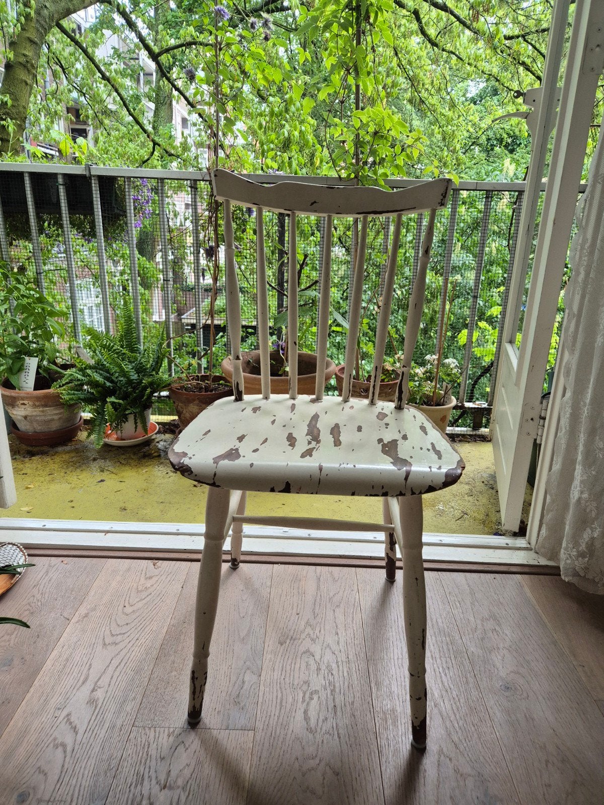 Spijltjes stoel, Gebruikt, Wit, Ophalen of Verzenden, Eén