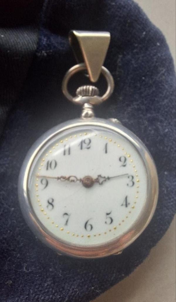 Zilveren zakhorloge met musketon, Antiek en Kunst, Antiek | Goud en Zilver, Ophalen of Verzenden