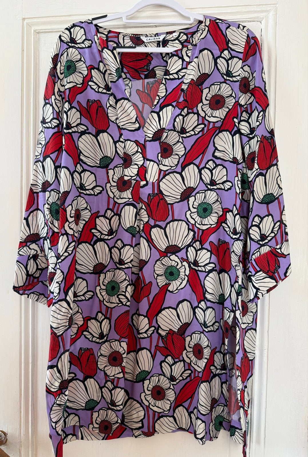 Caliban Zijden tuniek met bloemenprint, Meerkleurig, Maat 42/44 (L), Ophalen of Verzenden, Zo goed als nieuw