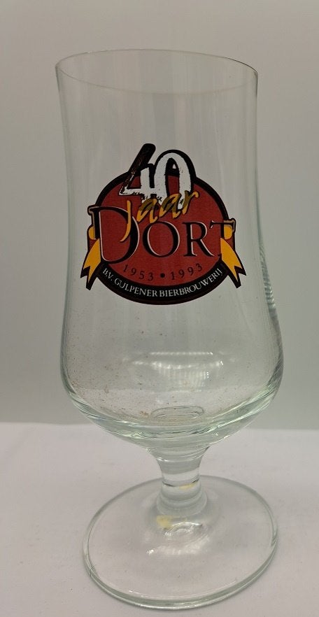 Gulpener Bierglas Dort 40 jaar, Ophalen of Verzenden, Gebruikt, Glas of Glazen, Gulpener