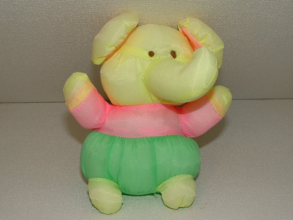 MOOIE OLIFANT PARACHUTESTOF GROEN/GEEL MET ROZE LIJF, Verzenden, Nieuw, Overige typen