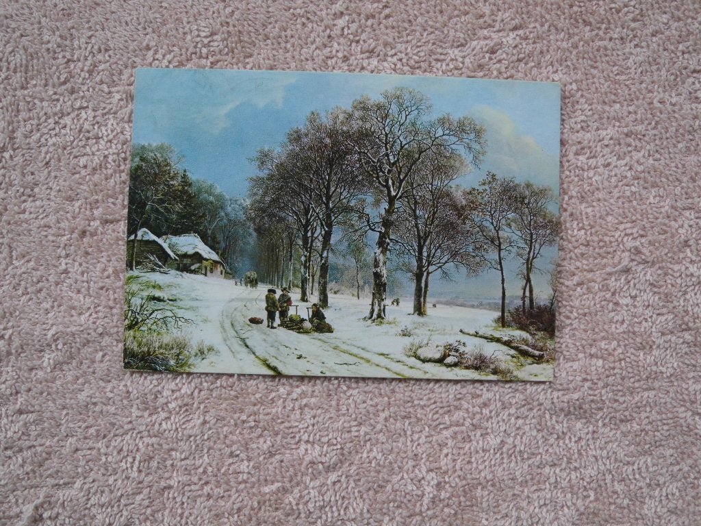 Antieke Ansichtkaart: Winterlandschap Cornelis Koekoek, Ophalen of Verzenden, 1940 tot 1960, Gelopen, Seizoenen