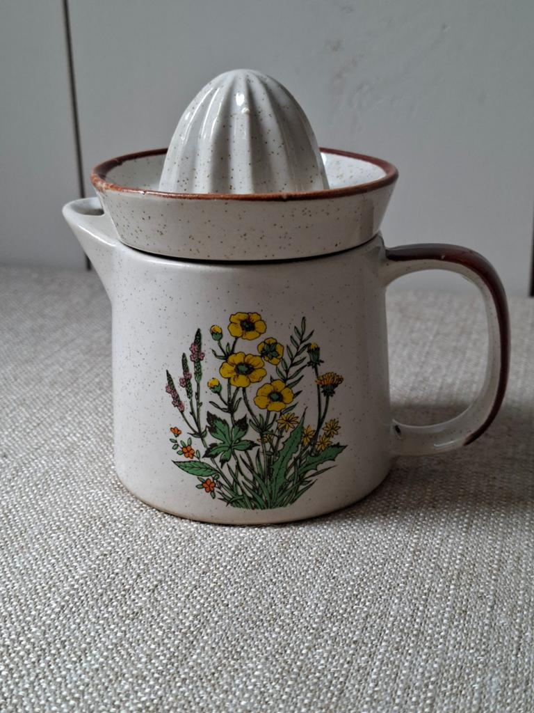 Citruspers met wilde bloemen decoratie, 10,5 cm hoog, Ophalen of Verzenden