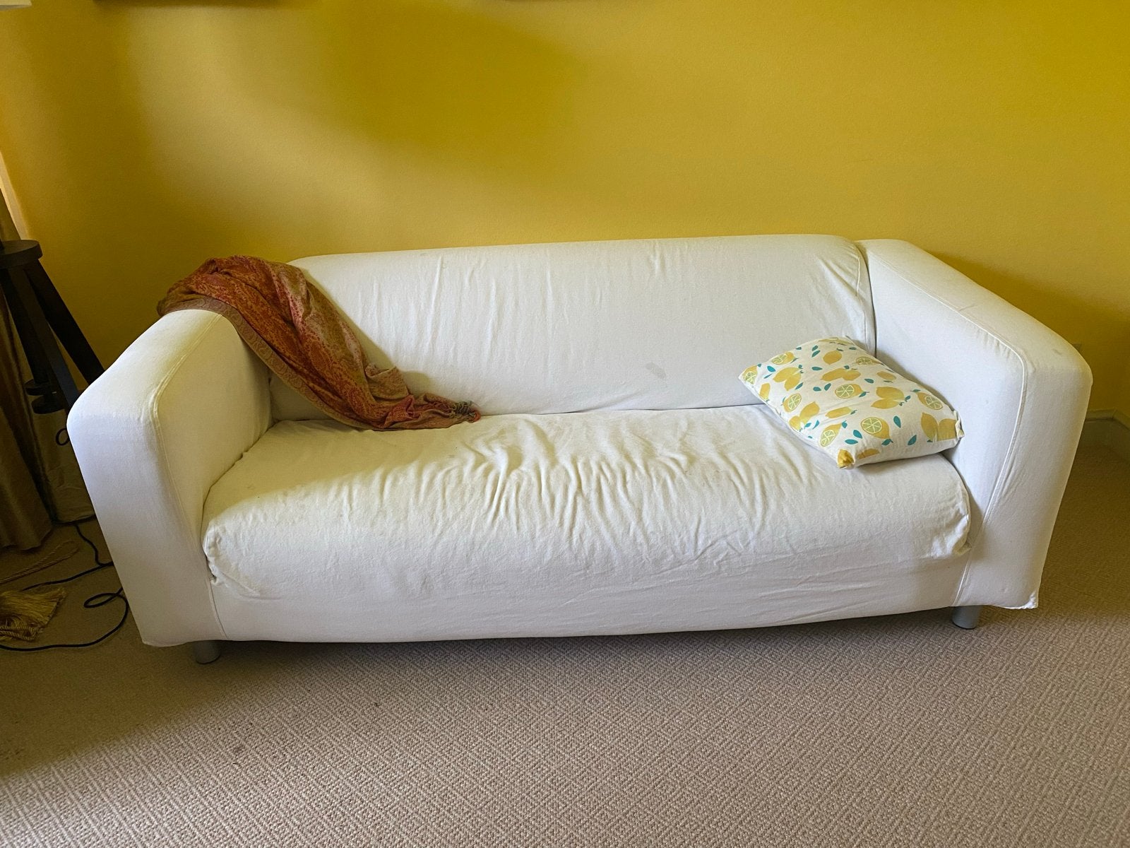 Witte 2-zitsbank met afneembare hoes Ikea Klippan, Ophalen, Gebruikt, 150 tot 200 cm, Tweepersoons