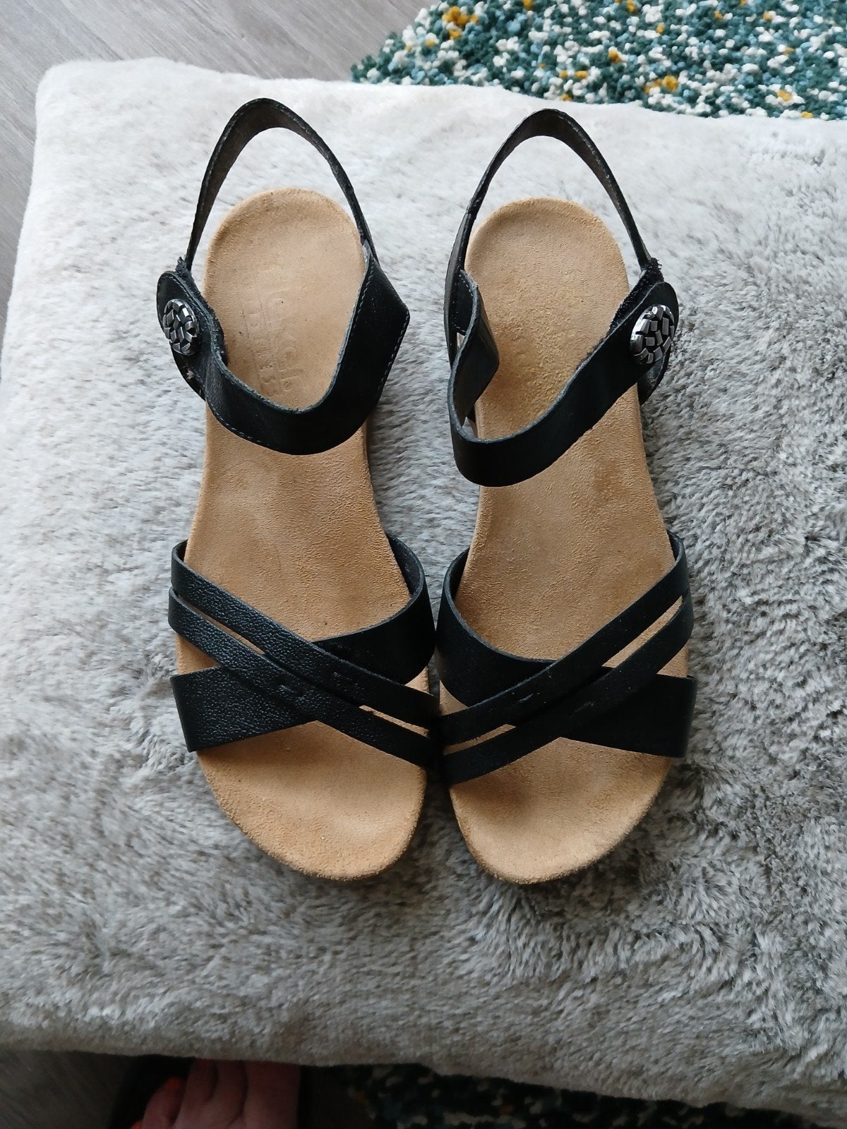 rieker leren sandalen, Ophalen of Verzenden, Zo goed als nieuw, Zwart, Sandalen of Muiltjes
