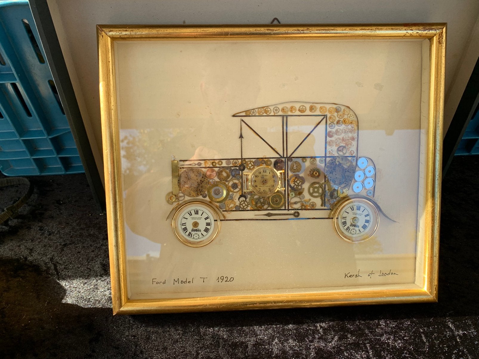 Schilderij gemaakt van klok onderdelen, Ophalen of Verzenden