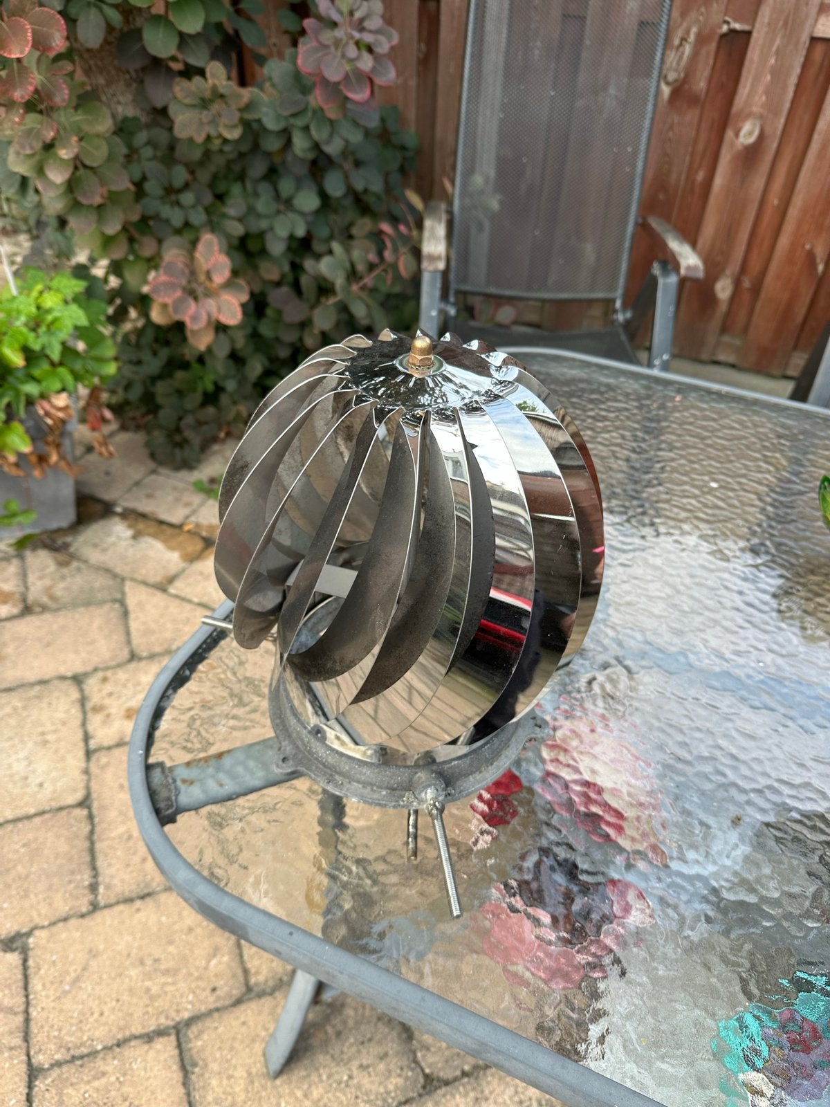 Roestvrijstalen schoorsteenkap/windspinner, Doe-het-zelf en Verbouw, Overige Doe-het-zelf en Verbouw, Ophalen, Gebruikt
