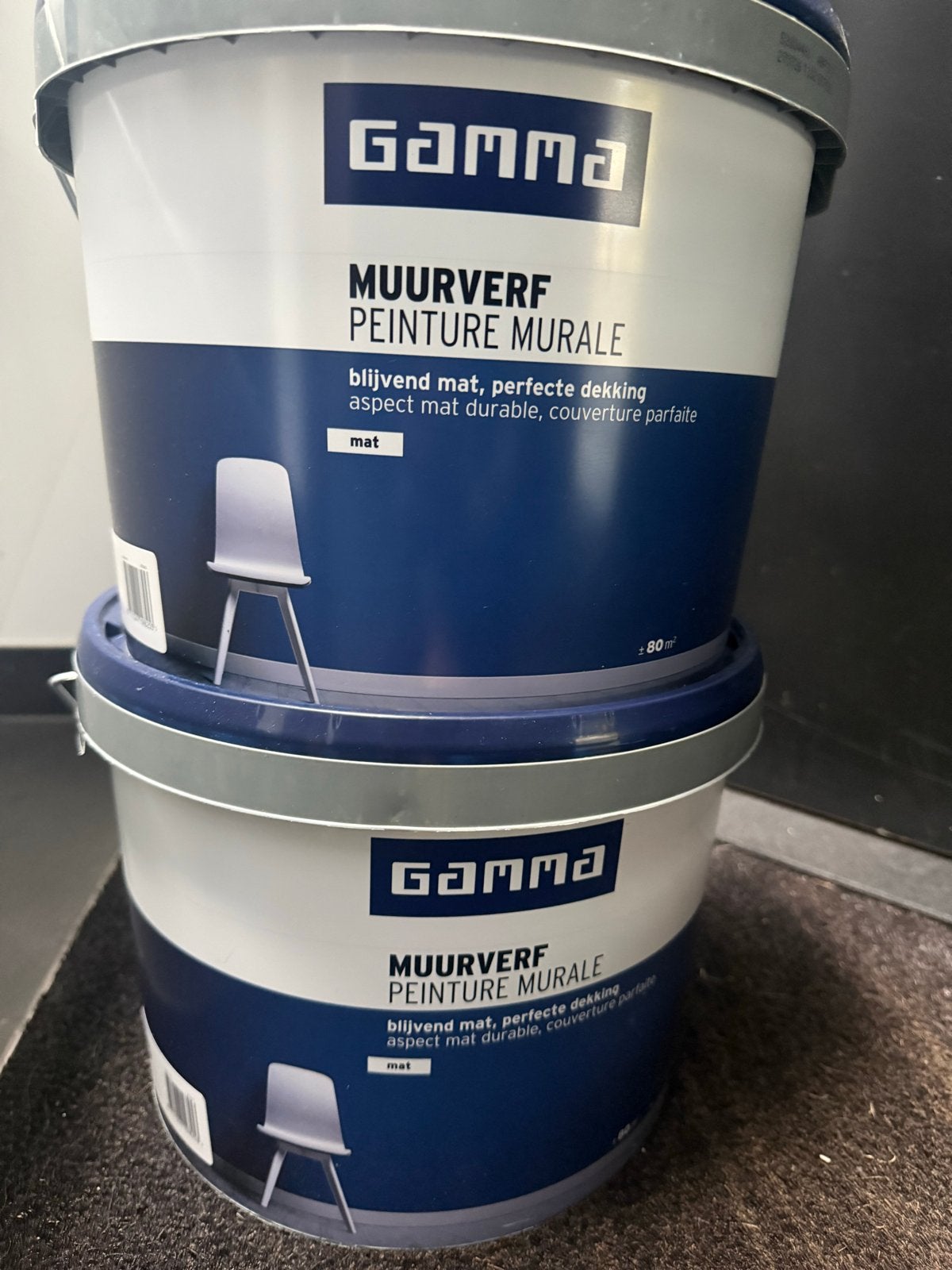 Nieuw! GAMMA Muurverf Mat - Chamois/RAL 1015 - 2 x 10 Liter, Ophalen, 5 tot 10 liter, Wit, Nieuw