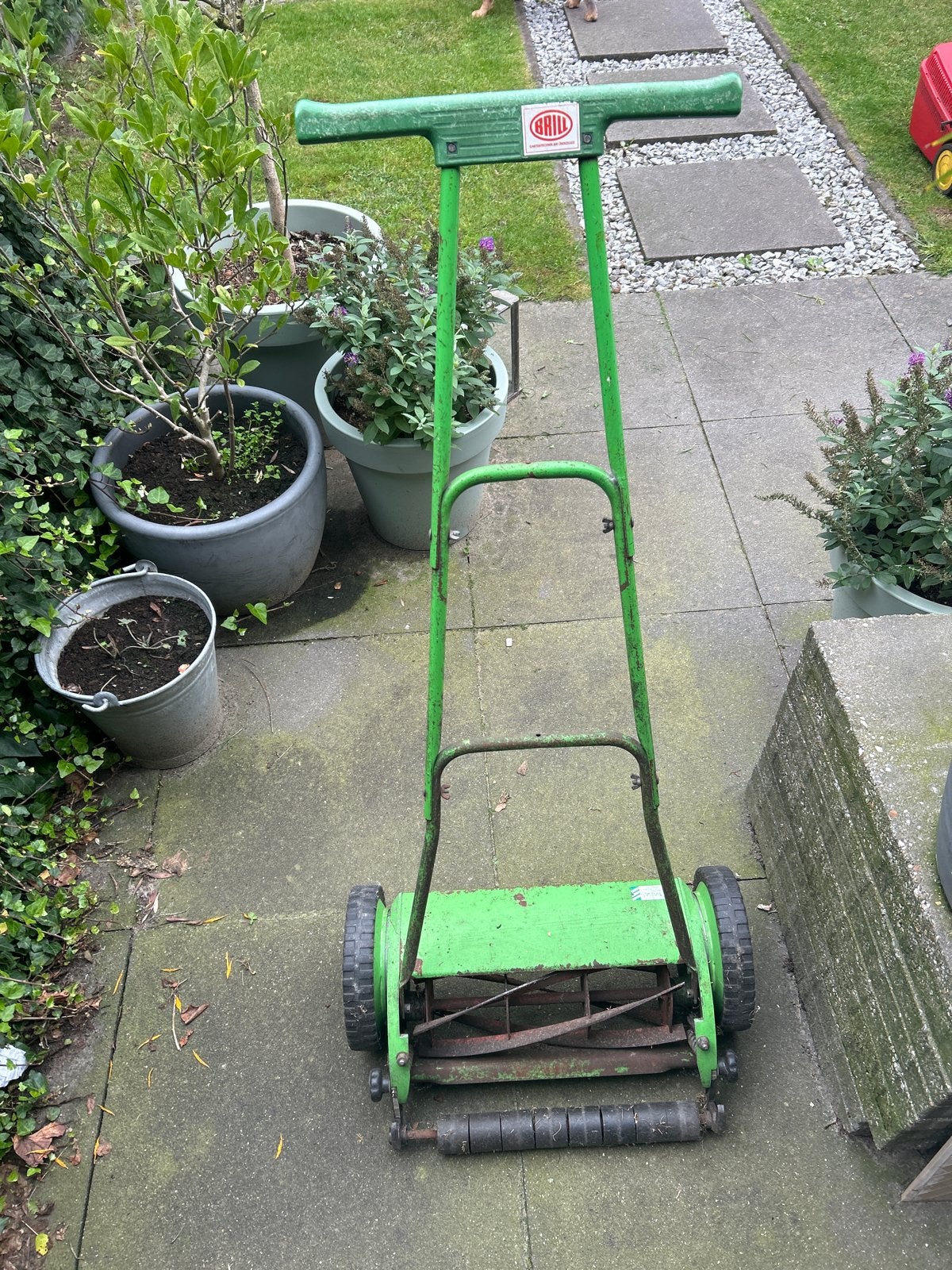 Oude handgrasmaaier van Brill, Ophalen, Gebruikt, Handgrasmaaier, 30 t/m 39 cm
