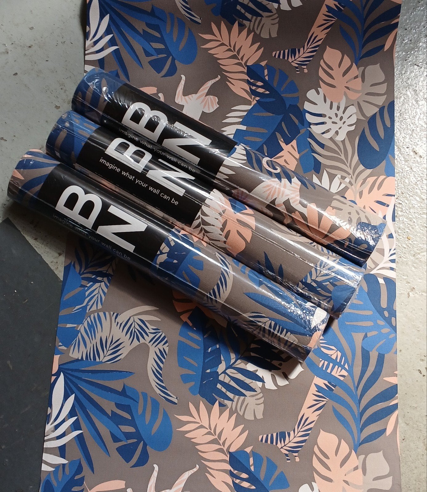 3 Rollen behang Jungle 219305  vliesbehang, Huis en Inrichting, Stoffering | Behang, Ophalen of Verzenden, Minder dan 10 m², Blauw