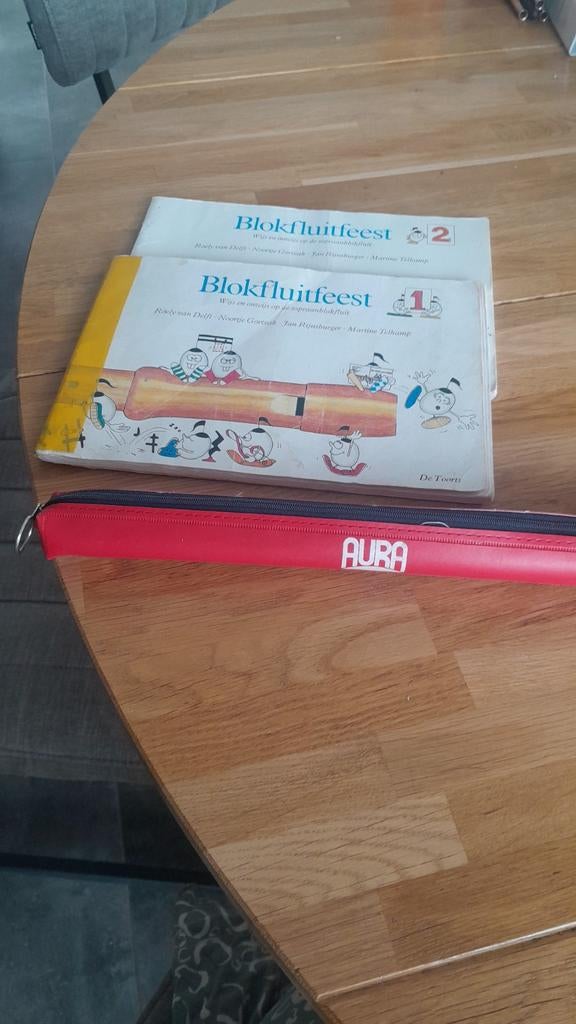 Blokfluit met leesboekjes Blokfluitfeest 1 en 2, Ophalen of Verzenden, Gebruikt, Sopraan of Sopranino, Met koffer, hoes of etui