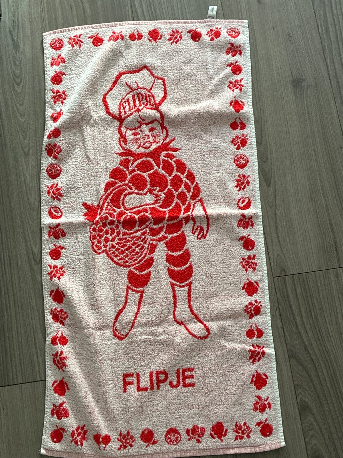 Vintage Badhanddoek met Flipje - Fruitige Nostalgie, Huis en Inrichting, Ophalen, Gebruikt, Wit, Handdoek