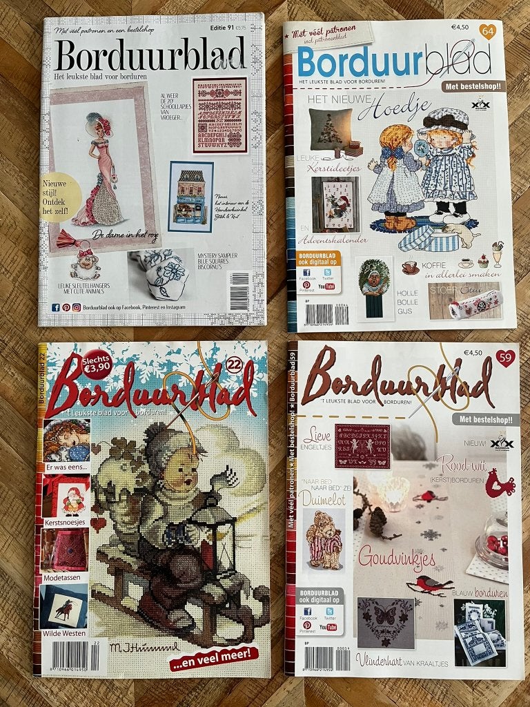 4x Borduur blad/tijdschrift, Hobby en Vrije tijd, Ophalen of Verzenden, Zo goed als nieuw, Patroon