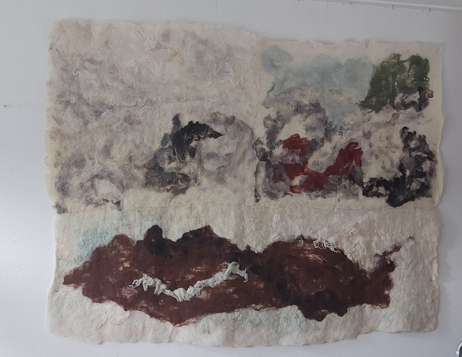 Handgevilt wandkleed Hollands onderwaterlandschap, Ophalen, Maritiem / water, Abstract, Origineel werk