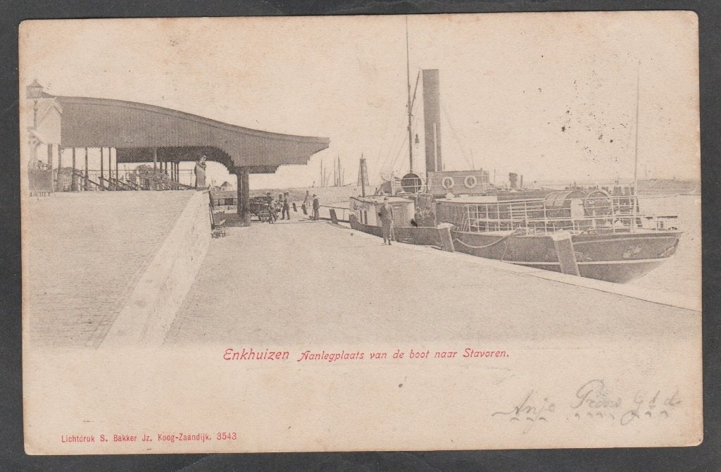 enkhuizen aanlegplaats van de boot naar staveren, Verzenden, Voor 1920, Gelopen, Noord-Holland