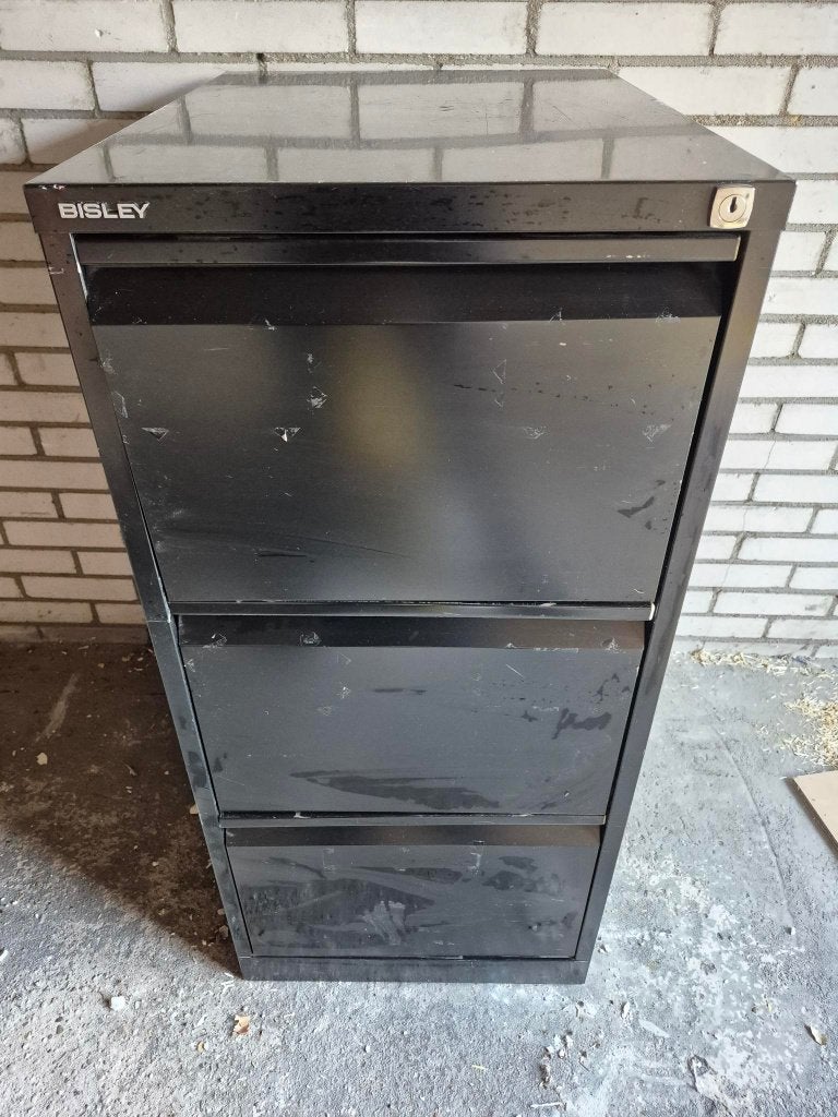 Bisley Archiefkast - Zwart, 3 laden, Ophalen, Minder dan 50 cm, Gebruikt, Modern, Industrieel