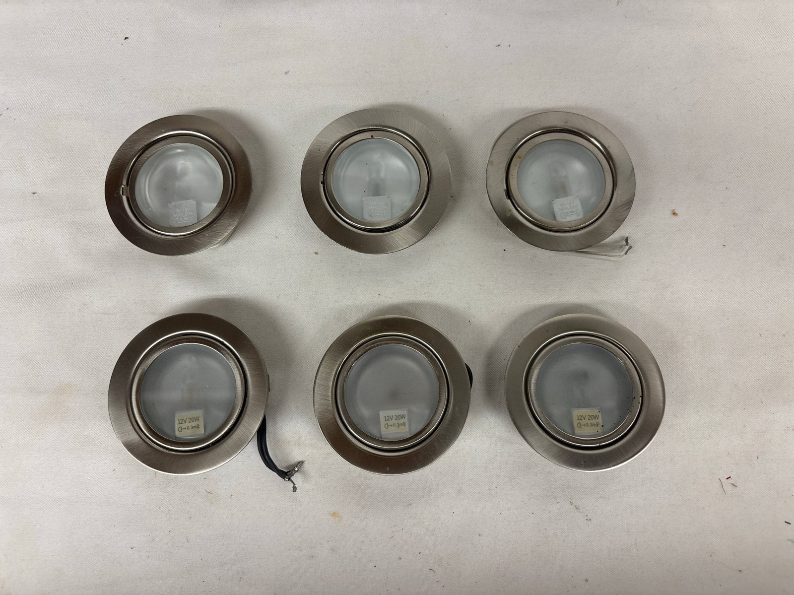 Set van 6 Inbouwspots - 12V 20W, Halogeen, Gebruikt, Ophalen of Verzenden, Geschikt voor plafondmontage