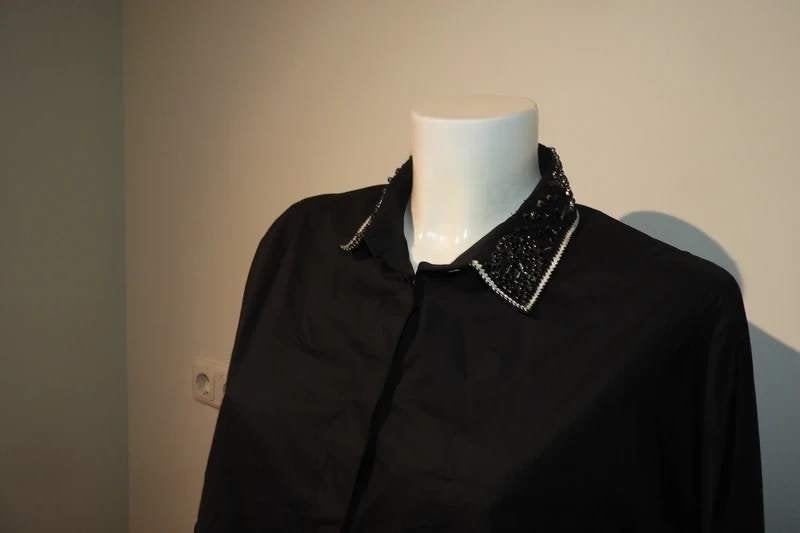 Essentiel Antwerp blouse tuniek kraagje kraaltjes M, Maat 38/40 (M), Verzenden, Zwart, Zo goed als nieuw