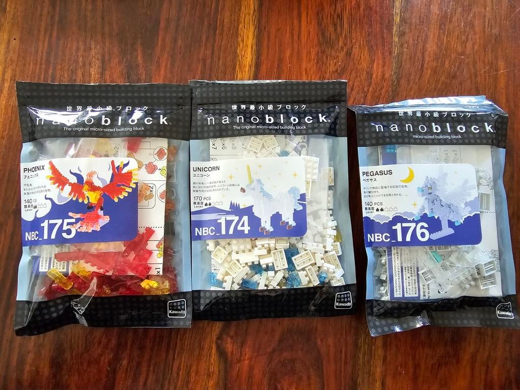 Nanoblock bouwsteentjes: Phoenix, Unicorn, Pegasus, Ophalen of Verzenden, Zo goed als nieuw, Overige merken