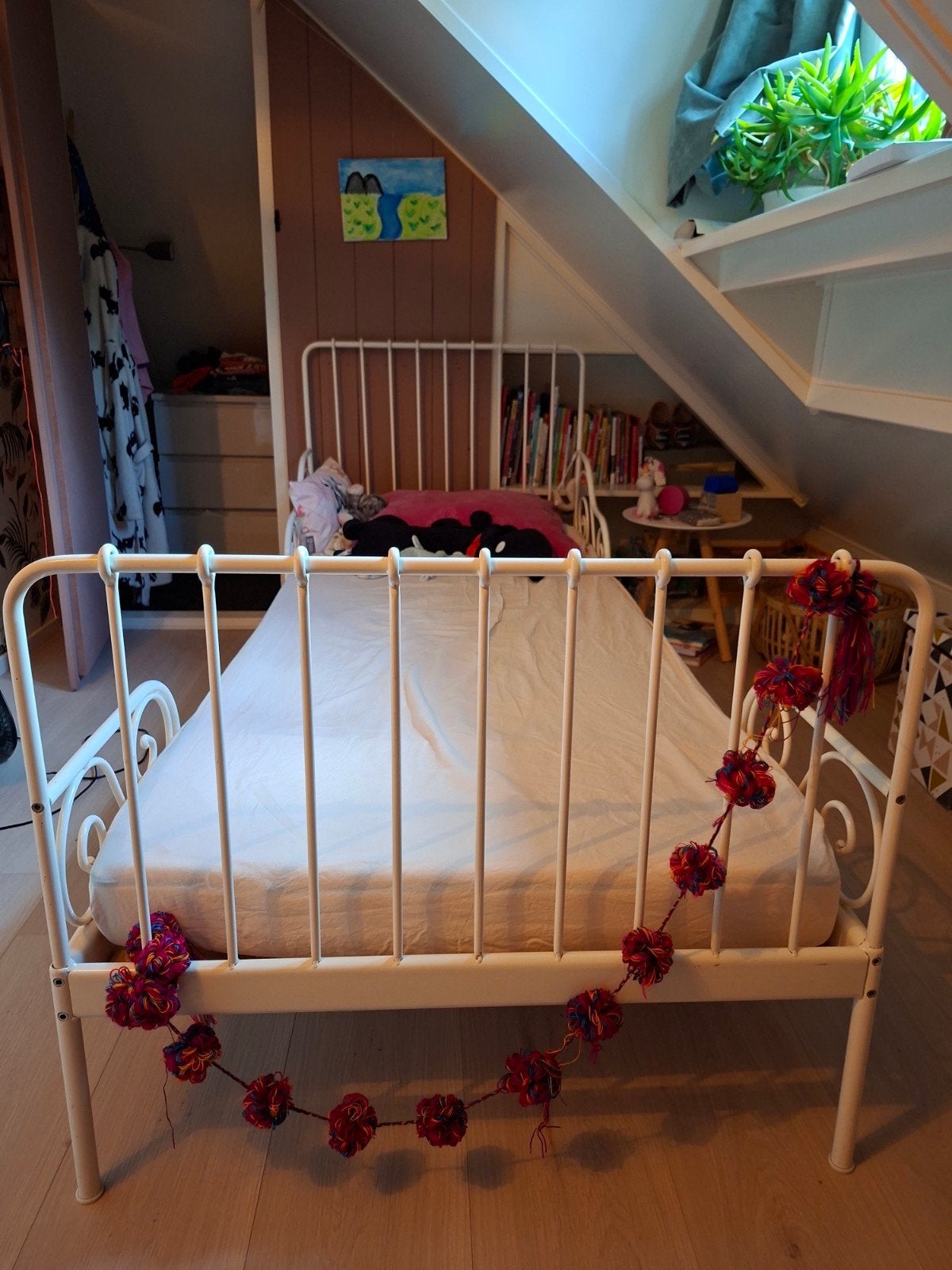 IKEA Minnen uitschuifbaar bed wit (excl. matras), Ophalen, Eenpersoons, Wit, 80 cm