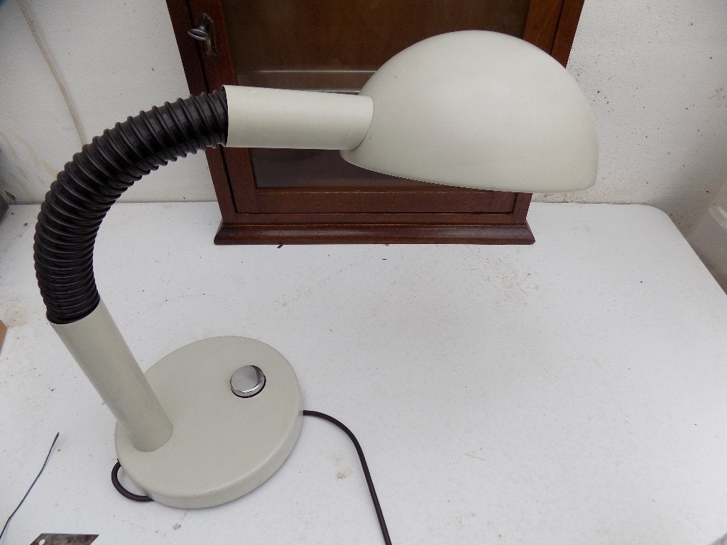 Lamp 1970 Hillebrand metaal wit vintage retro, Bureaulamp, Gebruikt, Vintage, Wit
