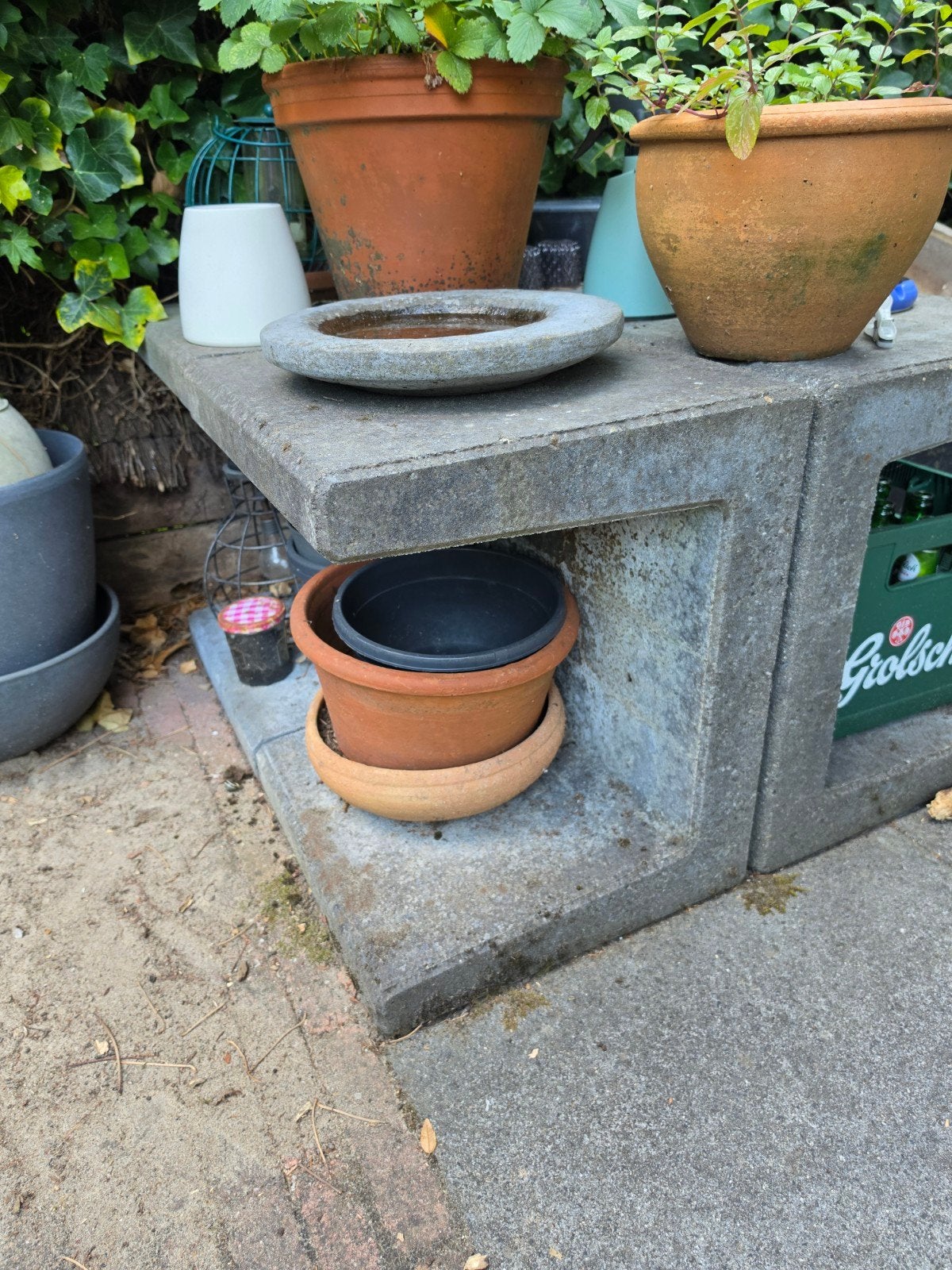 4x lichtgrijze betonnen u-vorm, Tuin en Terras, Ophalen, Gebruikt, Minder dan 30 cm, Vierkant