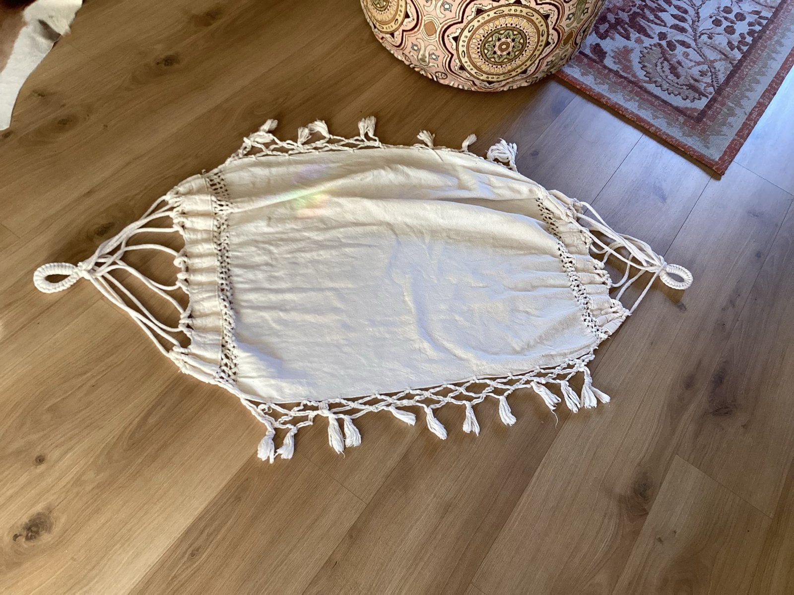 Baby hangmat voor in box of ledikant 1.30 voor, € 8, Gebruikt, Boho, Ophalen of Verzenden, Wit