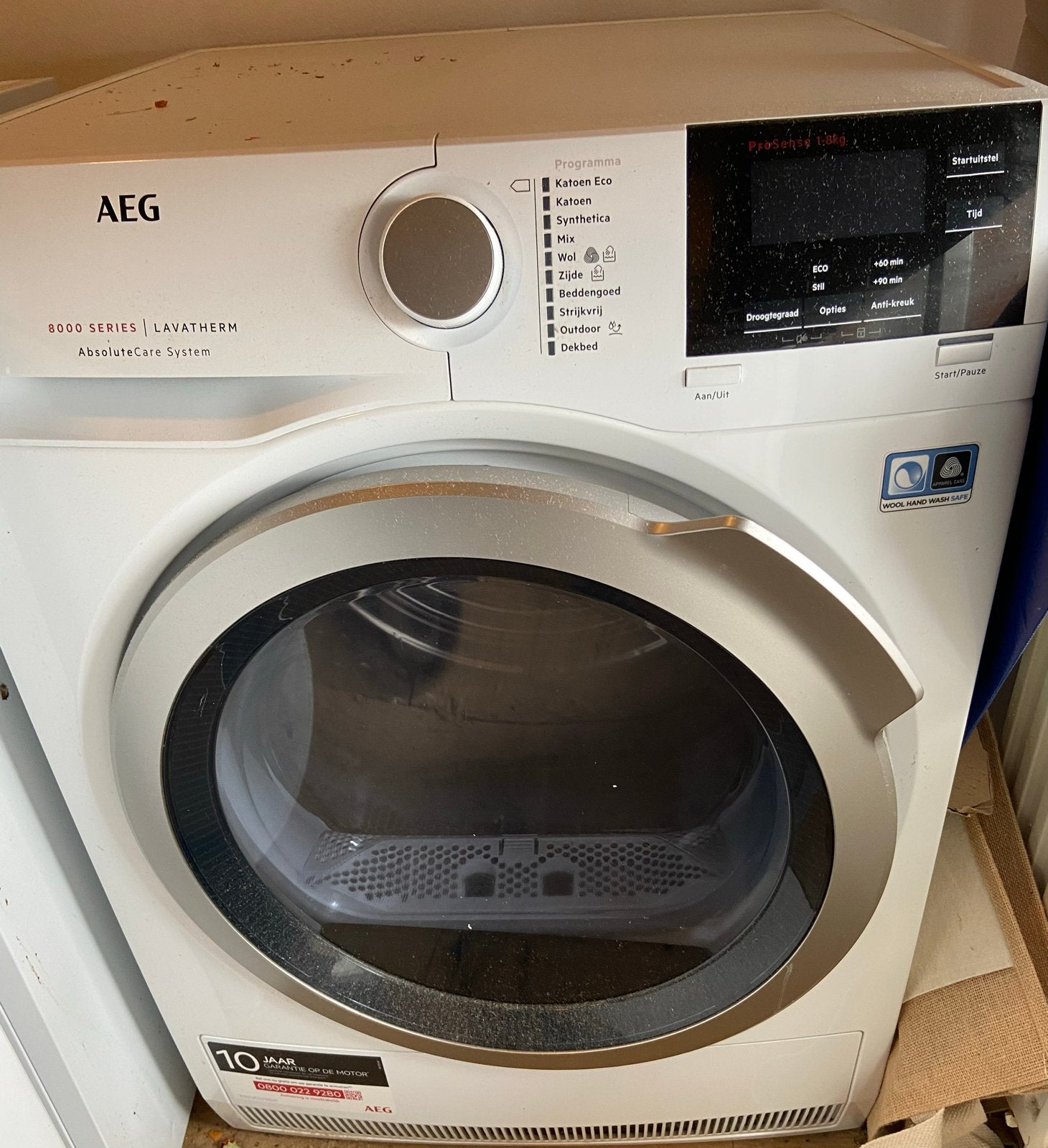 AEG Lavatherm 8000 Series AbsoluteCare System Droger, Witgoed en Apparatuur, Ophalen, 8 tot 10 kg, Zo goed als nieuw, Voorlader