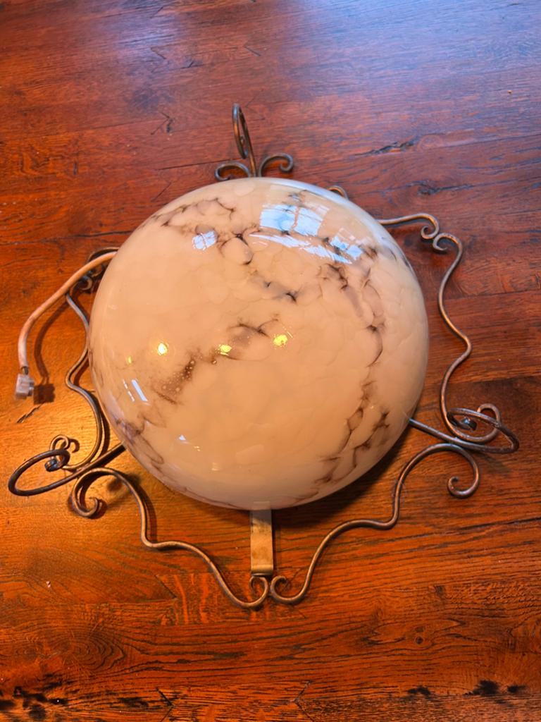 Art deco gemarmerde plafondlamp, Ophalen, Zo goed als nieuw, Glas
