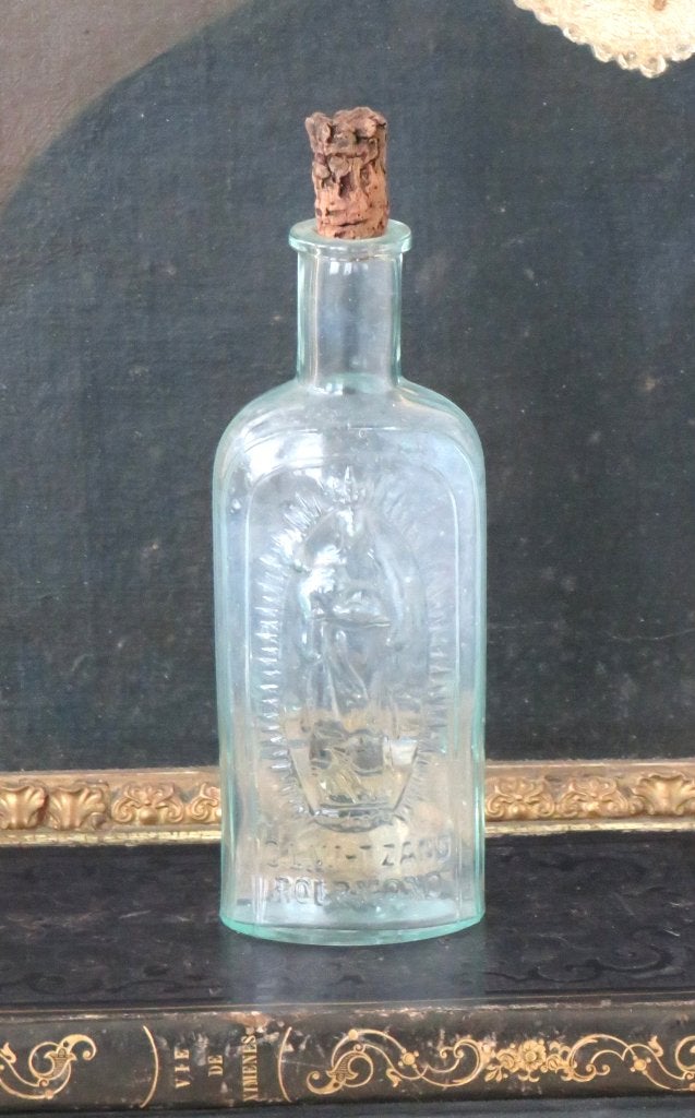 Antieke wijwater fles OLV in ’t Zand Roermond, Antiek en Kunst, Ophalen of Verzenden