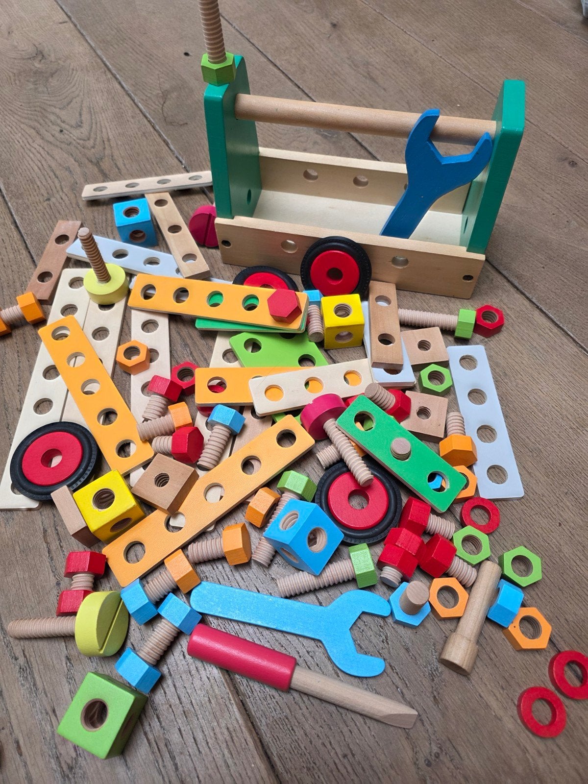 Houten Bouwset met Gereedschapskist - Mini Matters, Ophalen, Zo goed als nieuw