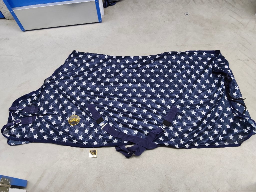 Vliegendeken HB Sterren navy-wit 195 cm, Dieren en Toebehoren, Paarden en Pony's | Dekens en Dekjes, Ophalen of Verzenden, Nieuw