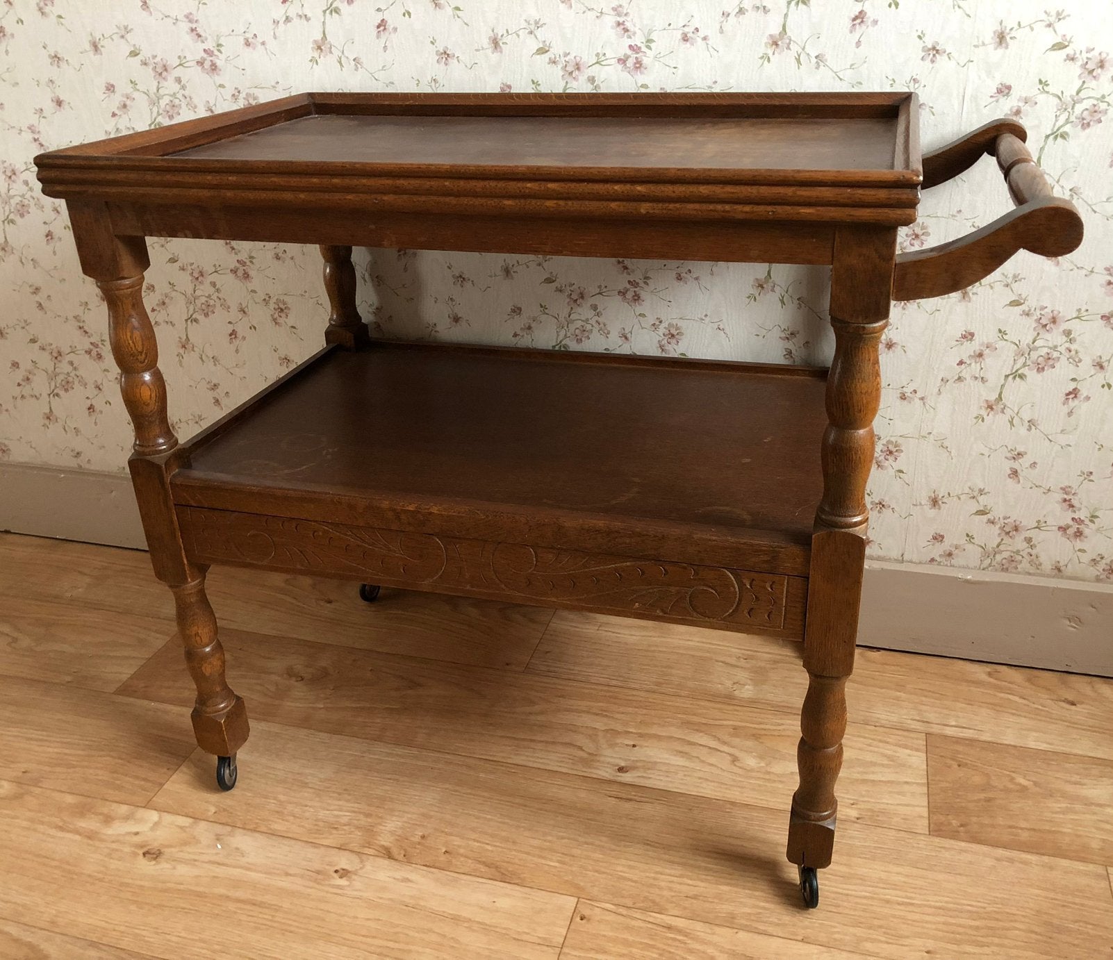 Antieke brocante theetafel met lade, B82xD47xH70, Ophalen