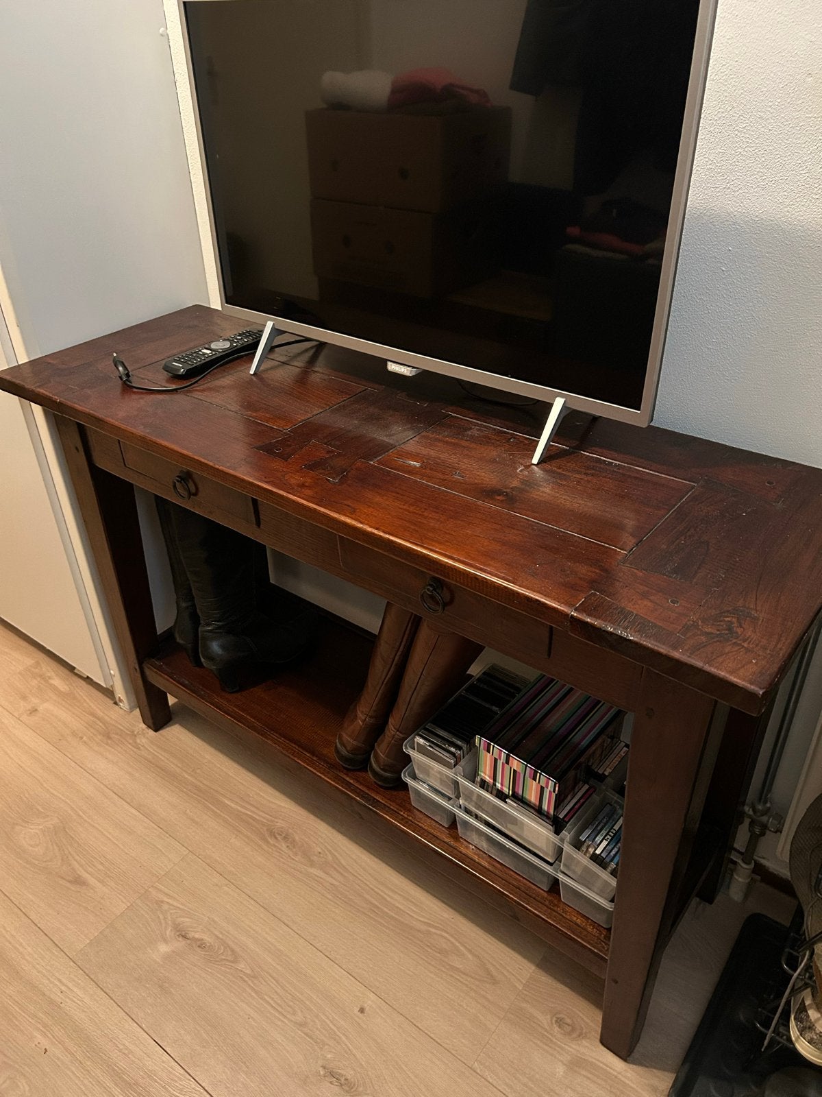 Teakhouten sidetable met lades, Ophalen, Gebruikt, 100 tot 150 cm, Teakhout