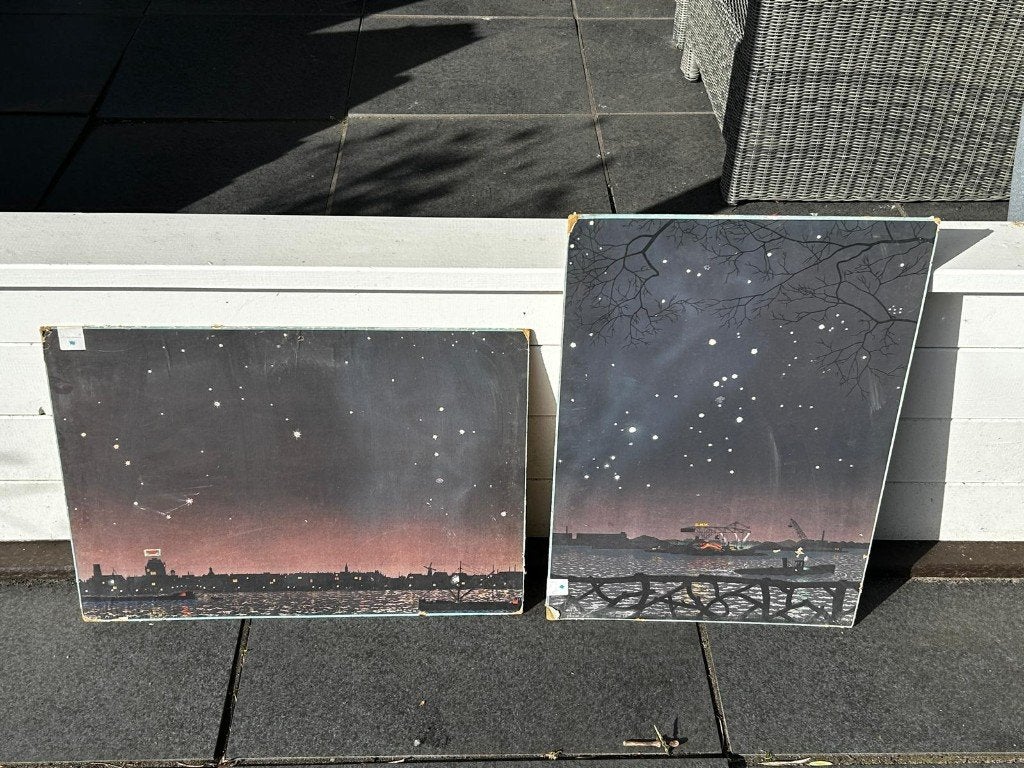 Twee schoolplaten met de sterrenhemel, Ophalen of Verzenden, Aardrijkskunde