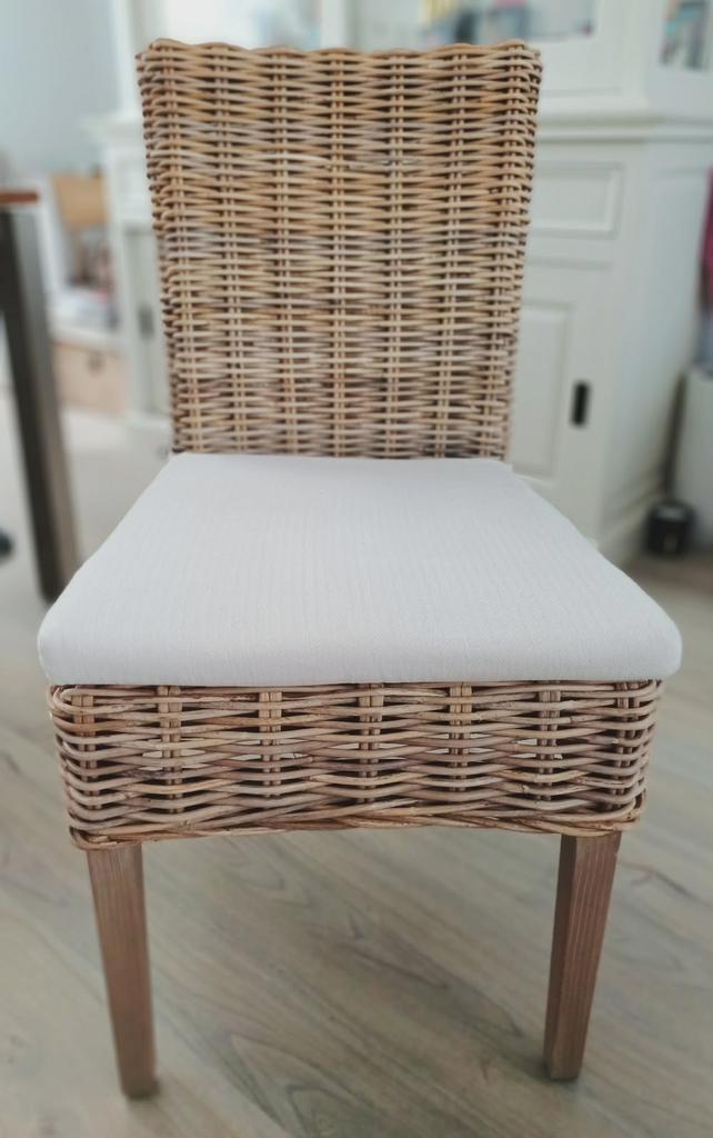 Eettafel stoelen - rieten stoel - 6 stuks, Huis en Inrichting, Stoelen, Ophalen, Overige materialen, Bruin, Zo goed als nieuw