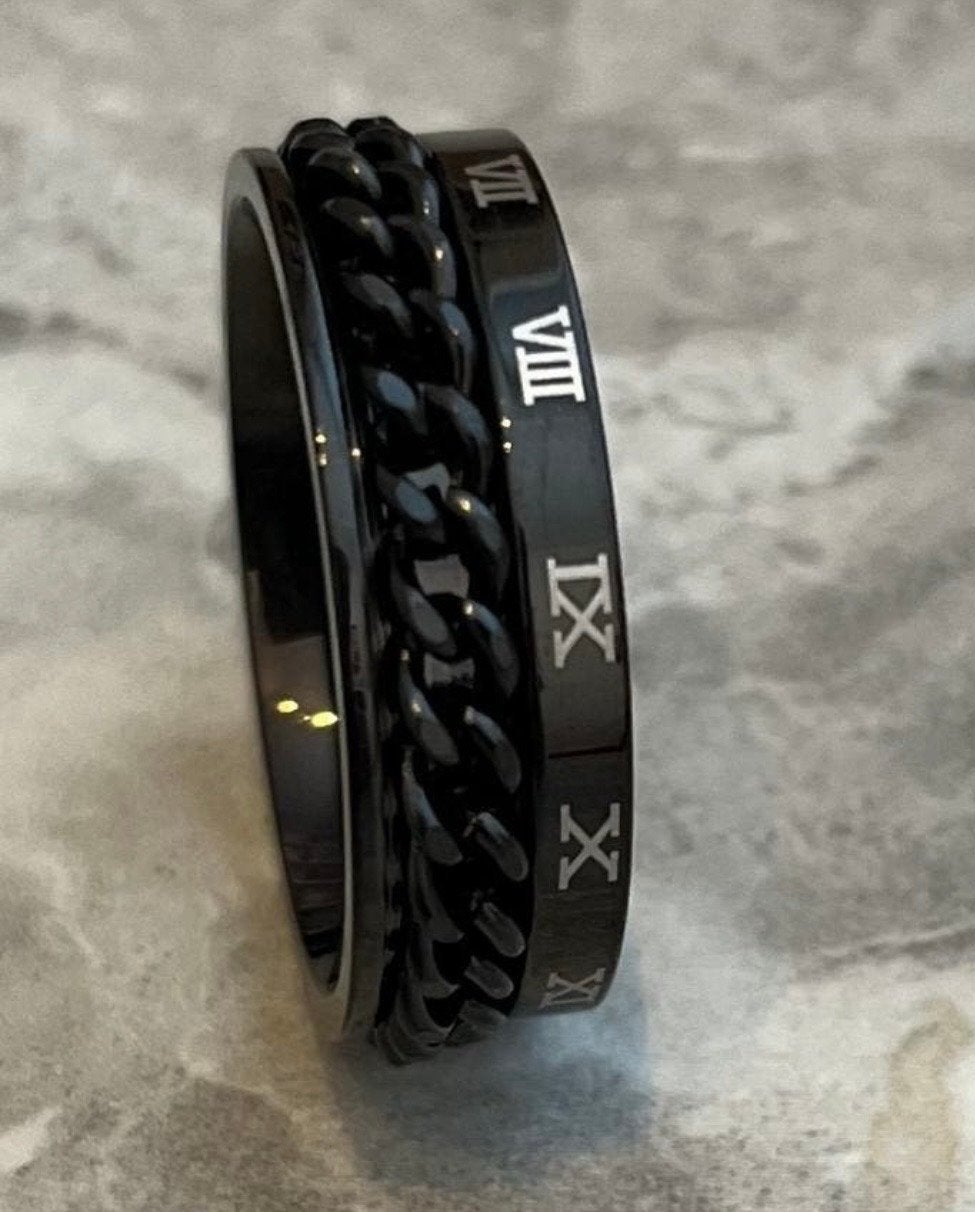 Nieuwe Zwarte Titanium Spinner Ring Maat 22, Sieraden, Tassen en Uiterlijk, Ringen, Overige materialen, 20 of groter, Zwart, Nieuw