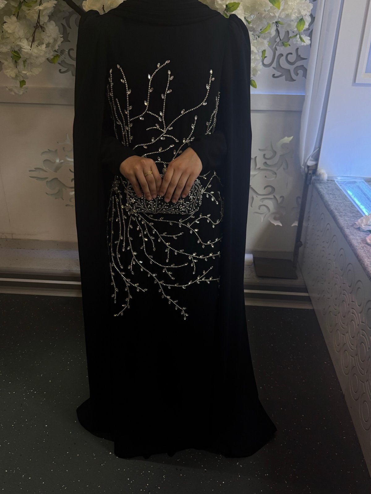 Elegante Zwarte Galajurk met Sprankelende Details, Kleding | Dames, Gelegenheidskleding, Maat 38/40 (M), Galajurk, Zwart, Ophalen of Verzenden