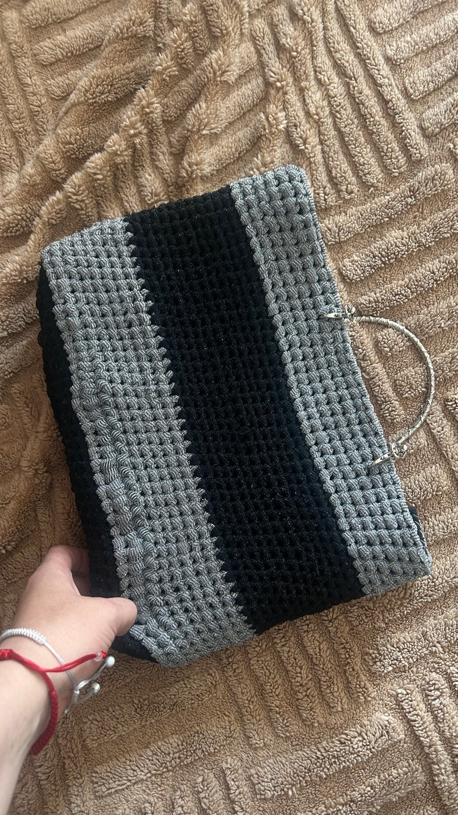 Handgemaakte Casual Tas met Vilten Voering, Ophalen of Verzenden, Nieuw, Grijs, Handtas