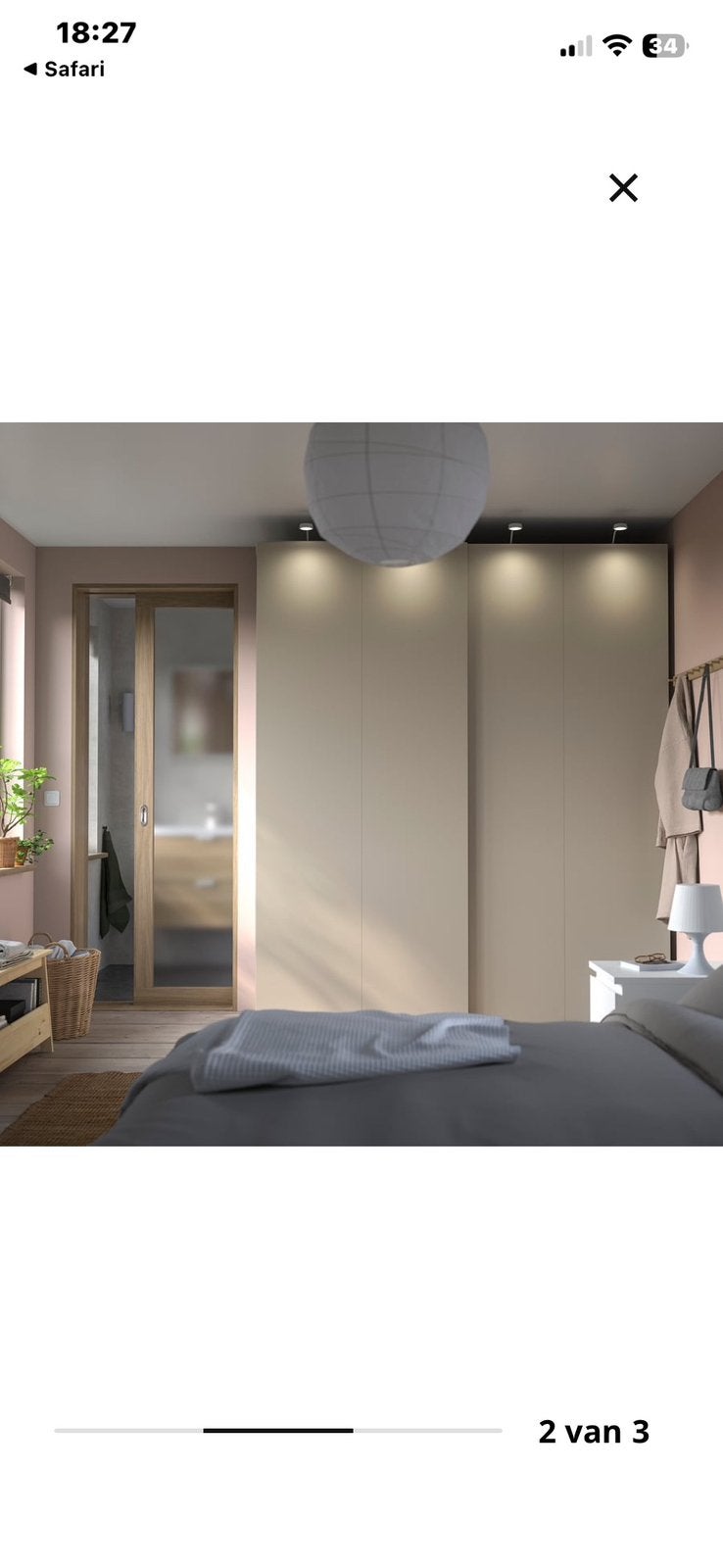 Hasvik hoogglans schuifdeur set van 2 grijsbeige 200 x 236, Ophalen, Zo goed als nieuw