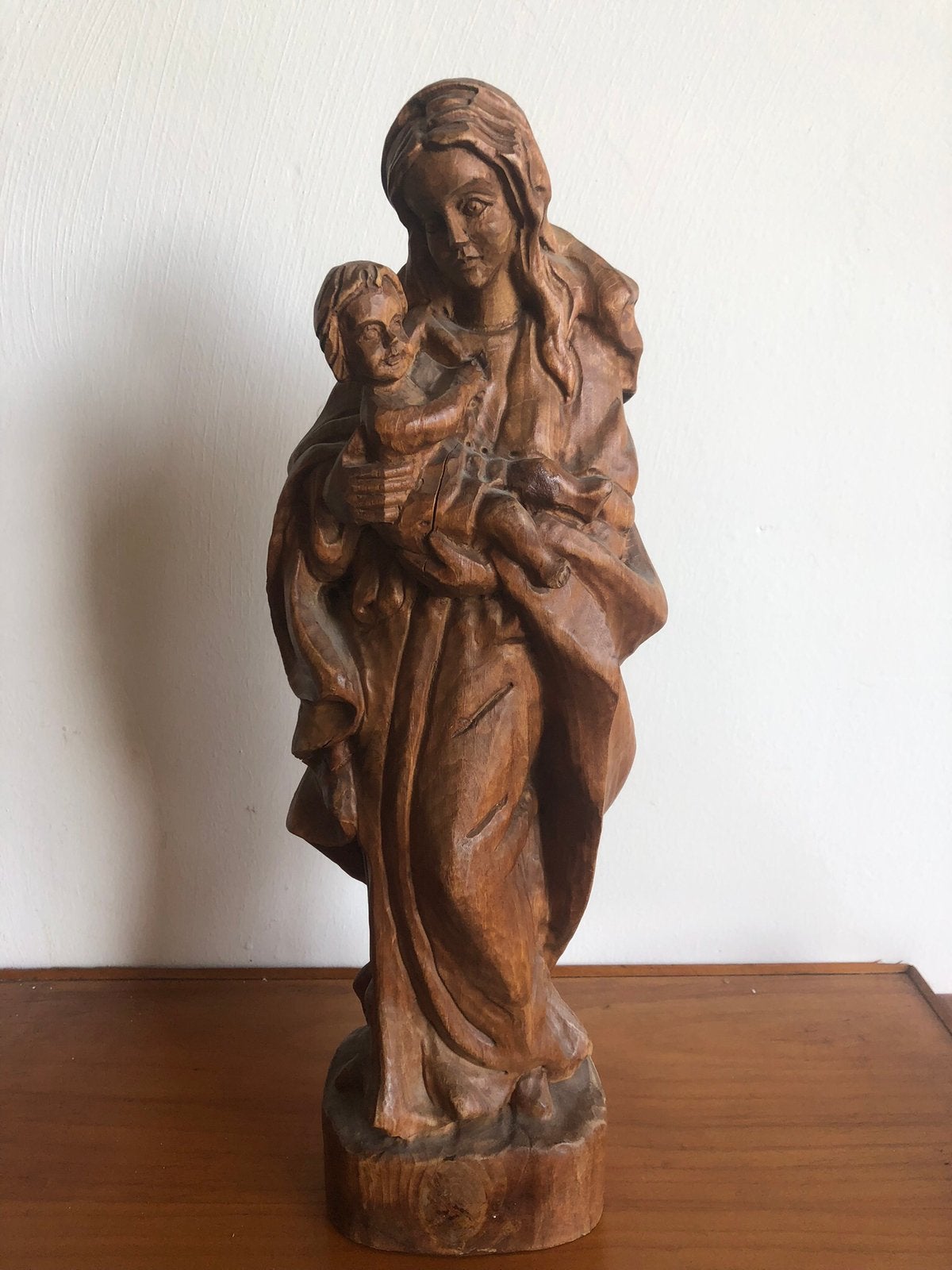 Houten mariabeeld, 38 cm., Antiek en Kunst, Ophalen of Verzenden