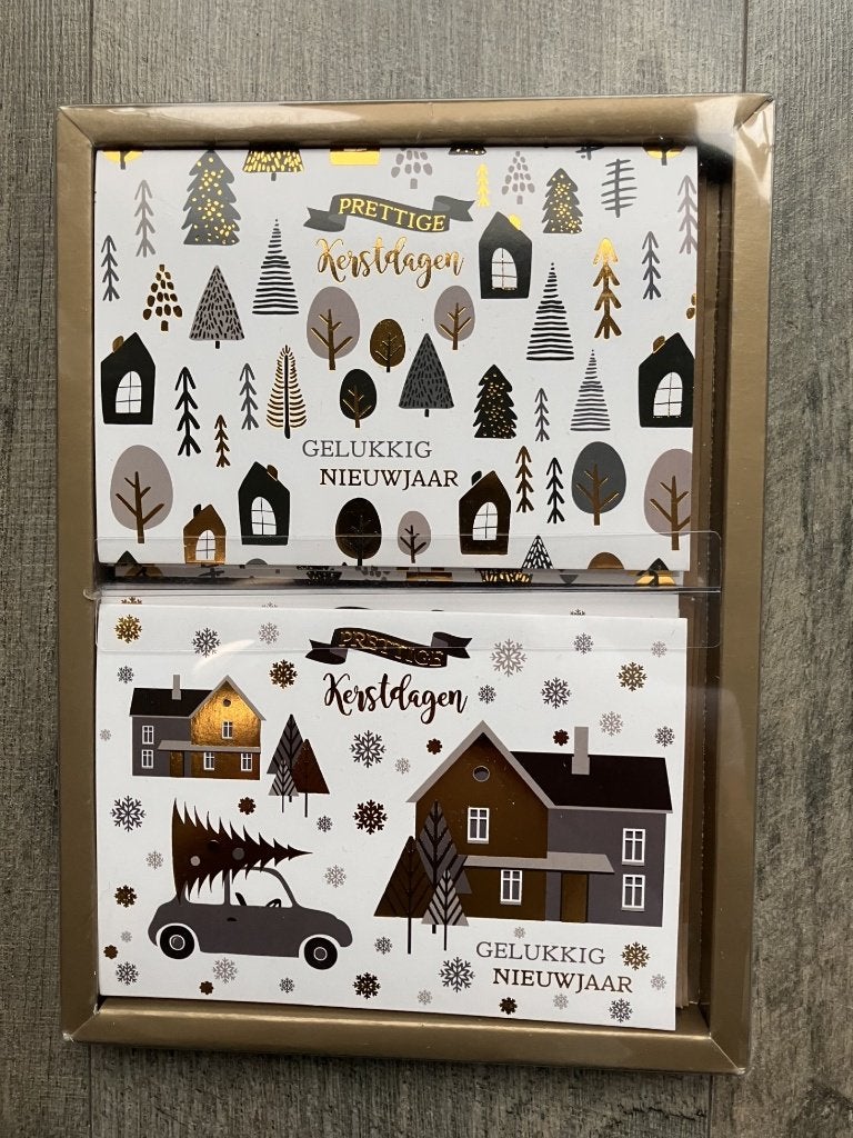 10 luxe kerstkaarten (met folie en enveloppen), Diversen, Kerst, Ophalen of Verzenden, Nieuw