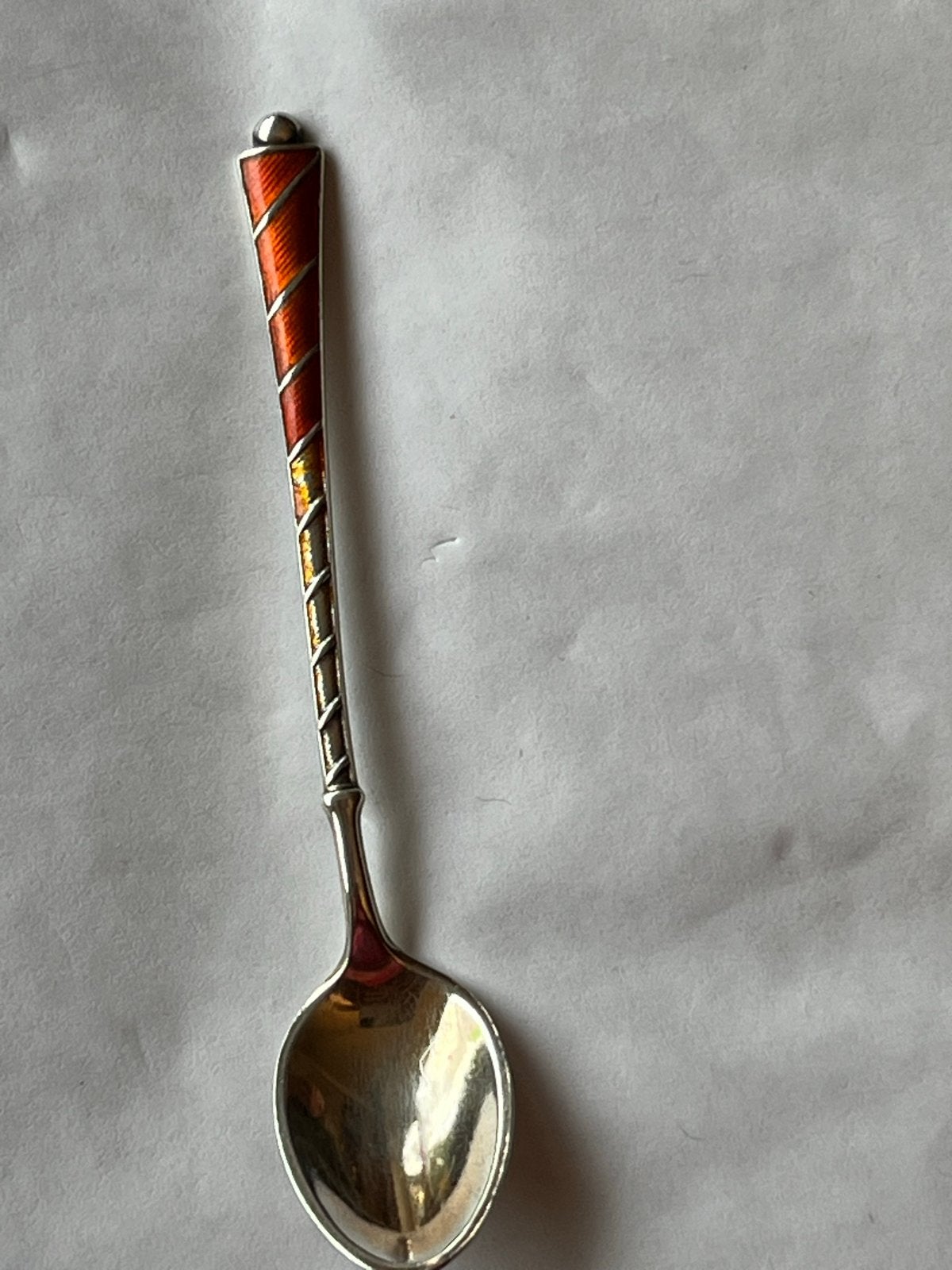 Zilveren Deens lepeltje met emaille, Sterling 925 S, Verzenden