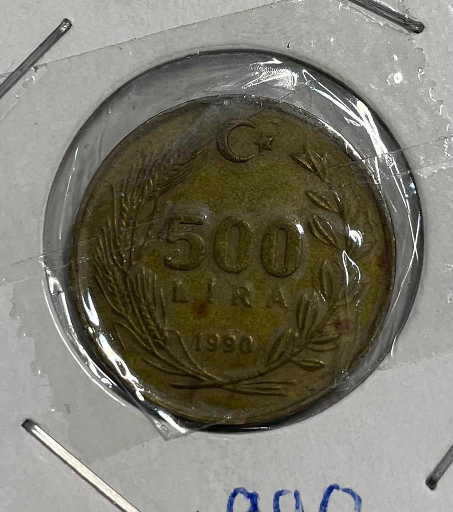 500 lira Turkije 1990, Postzegels en Munten, Ophalen of Verzenden, Overige landen